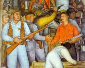The Arsenal- Frida Kahlo Distributes Arms - 迭戈·里维拉